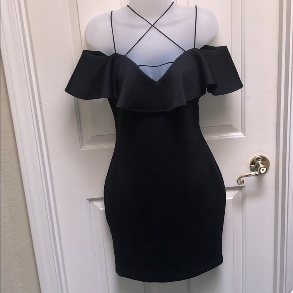 Black off the shoulder guess dress